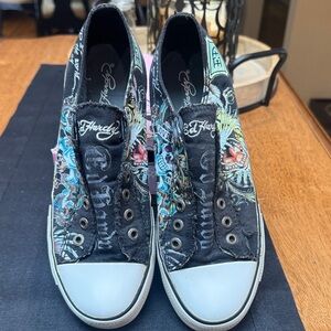 Ed Hardy Women's LR Bangkok Black Sneakers Sz 9